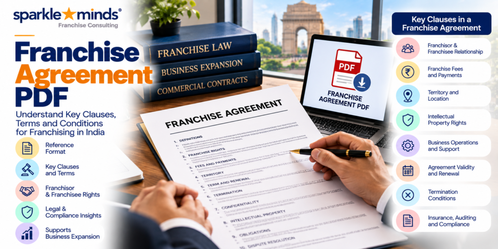 Franchise agreement PDF India showing key franchise agreement clauses and terms