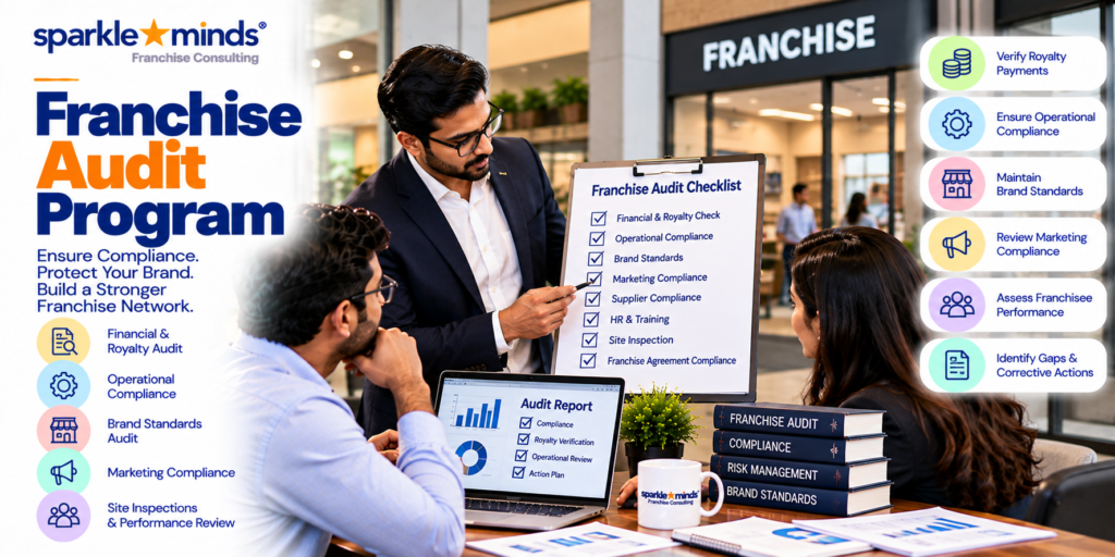 Franchise audit program in India for reviewing franchisee compliance, royalties and operations