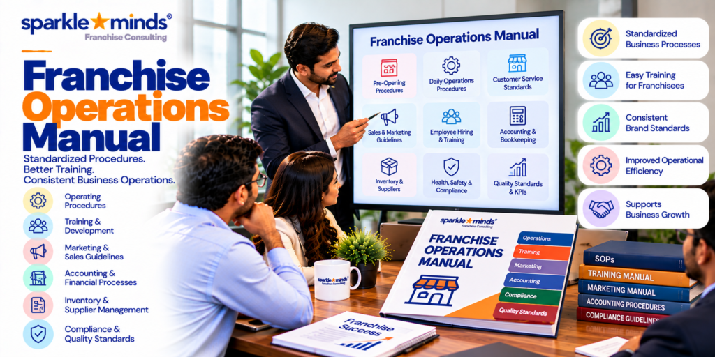 Franchise operations manual covering franchise procedures, training and business operations